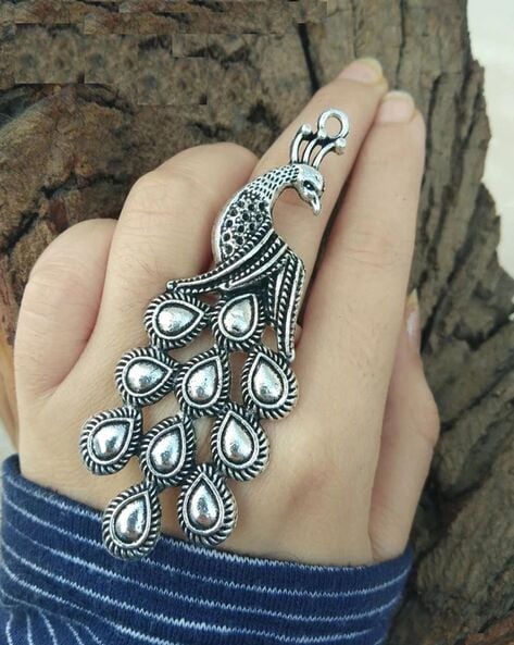 Real 925 Sterling Silver 40mm Width Peacock Ring For Women Size 6-8  Adjustable | eBay