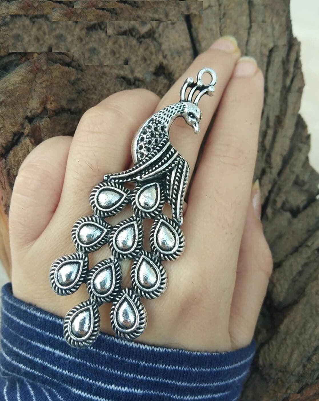 Peacock Feather ring SOLID sterling stamped 925 silver Tarnish free sizes  4-12 4 5 6 7 8 9 10 11 12 | Peacock feather ring, Feather ring, Peacock ring