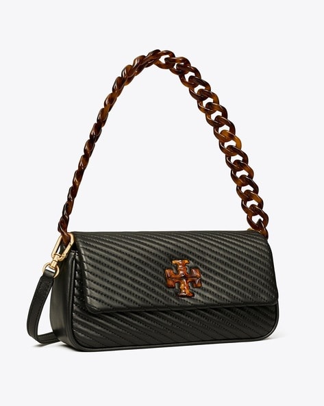 Black Kira mini quilted leather shoulder bag, Tory Burch