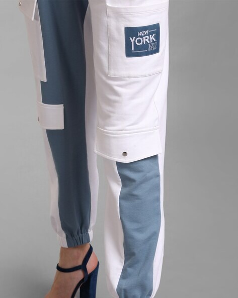 Buy White & Blue Track Pants for Women by Kz07 Online