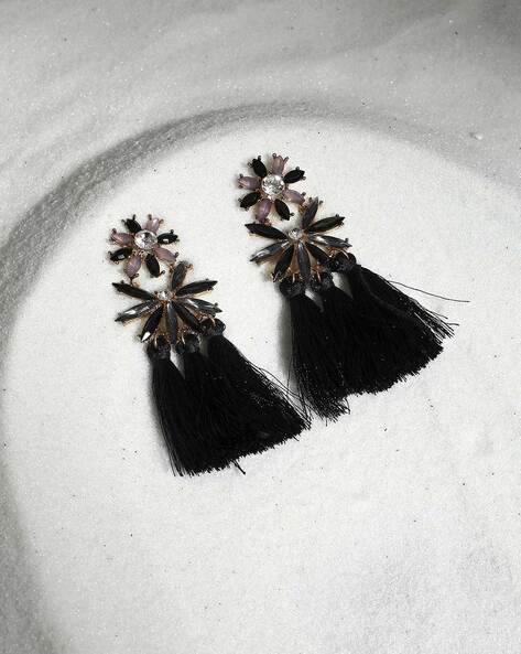 Buy AYESHA Contempory Chandelier Black Long Drop Hook Earrings | Shoppers  Stop