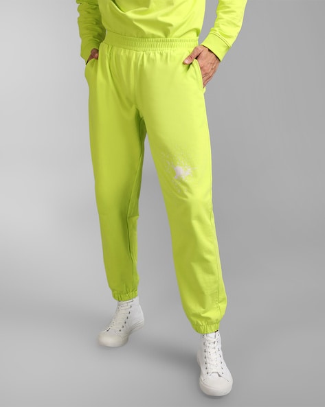 Yefrastore Neon Yellow Elastic Waist Double Pocket Wide Leg Wrinkled  Trousers - Trendyol