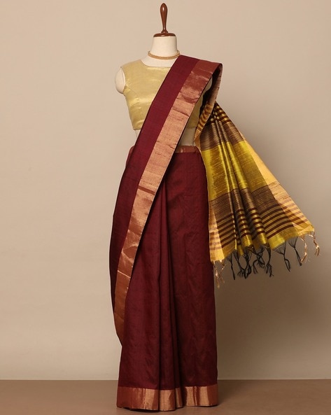 Red and Gold Semi Dupion Silk Banarasi Saree - Traditional Essence