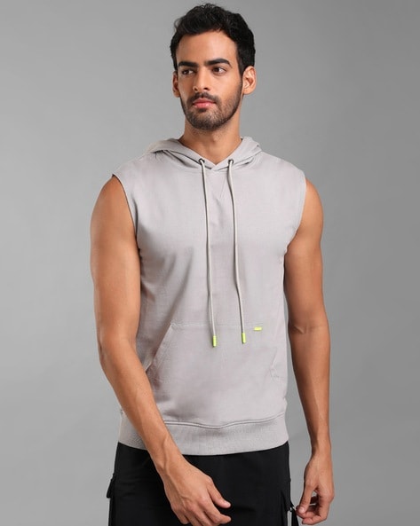 Sleeveless hoodie grey sale