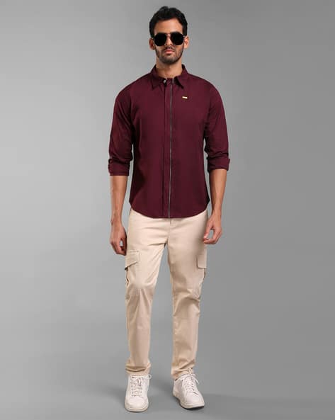 Buy Maroon Shirts for Men by Kz07 Online