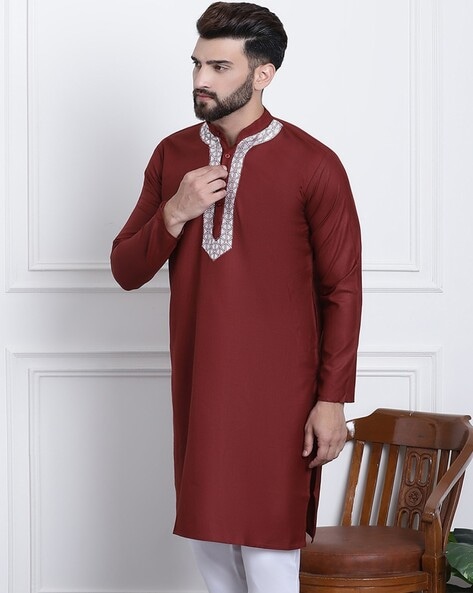 Sojanya Long Kurta with Mandarin Collar