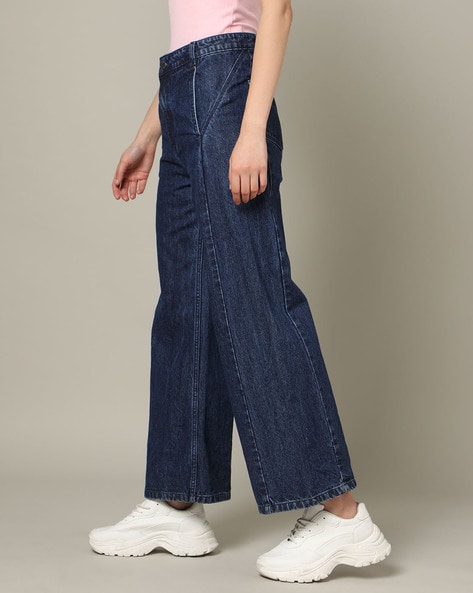 Buy Qeboo Collection Blue Cargo Style Boyfriend Jeans for Women