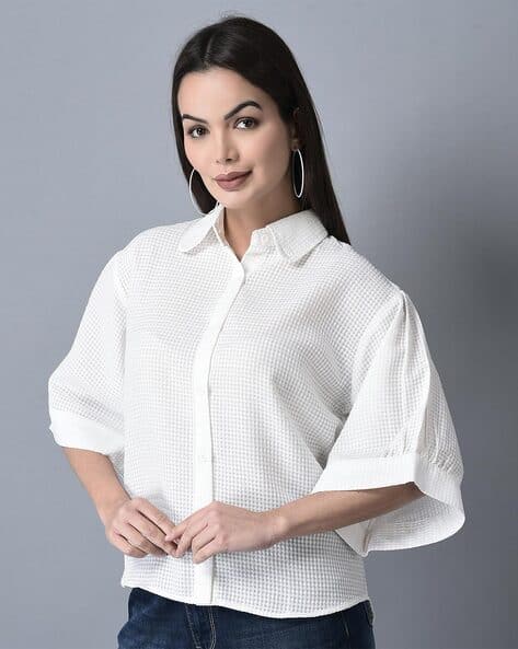 white polyester shirt women's