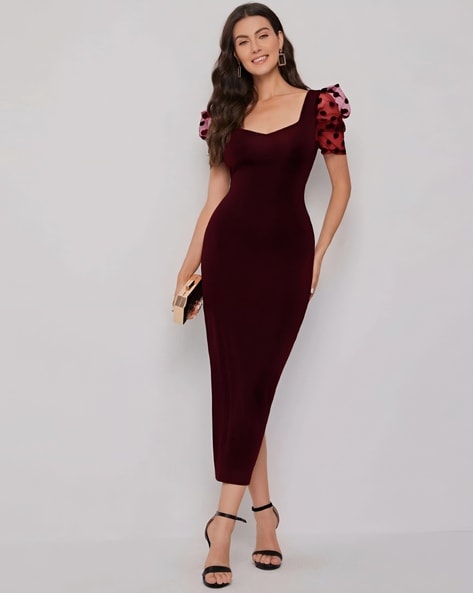 Maroon bodycon dress online