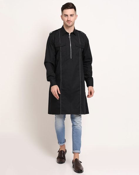 Buy Black Kurtas for Men by Midav Online Ajio