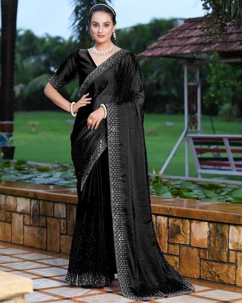 Buy Banarasi Silk Works Black Woven Saree With Unstitched Blouse for Women  Online @ Tata CLiQ