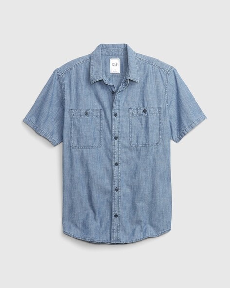 Light Wash Indigo Chambray Shirt by Proper Cloth