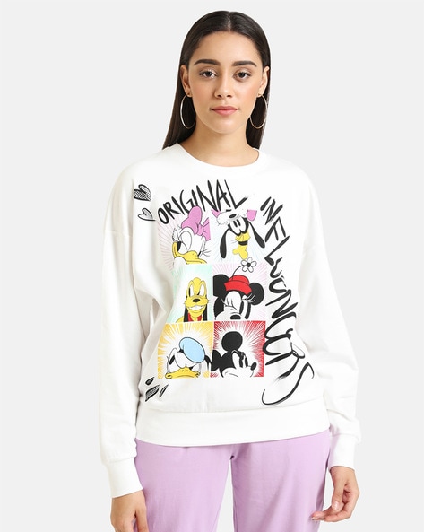Disney Print Sweatshirt with Ripped Hems