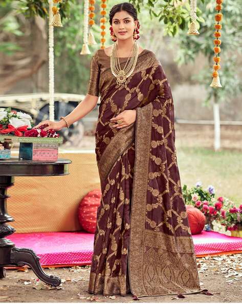 Maroon Organza Party Wear Digital Printed Saree RANGMANCH 795