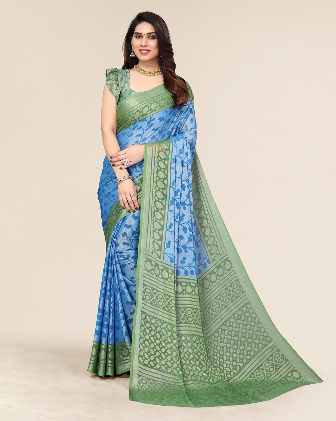 Buy Sky blue Sarees for Women by Manu Designer Online | Ajio.com