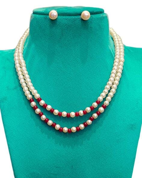 Red, White & Blue Gemstone Beaded Necklace – The Golden Cleat