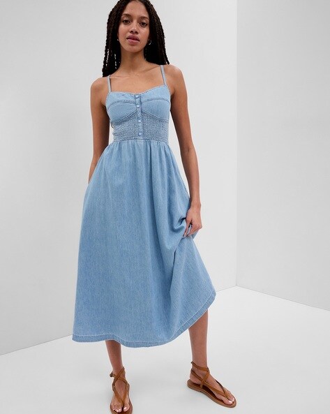 Strappy Smocked Fit & Flare Dress