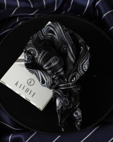Kavove Pocket Square with Paisley Motifs