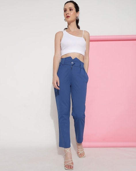 Buy Rapsodia Women Cream Slim Fit Solid Trousers at Amazon.in