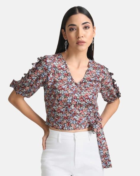 Kazo Floral Print V-Neck Top