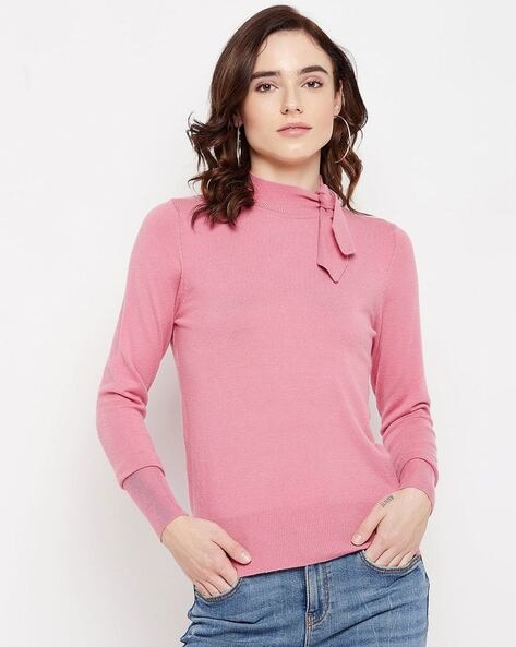 Madame High-Neck Pullover with Ribbed Hems