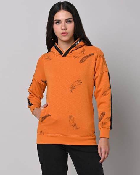 Ajio Orangener Hoodie Damen WNBA Fleece Pullover Hoodie