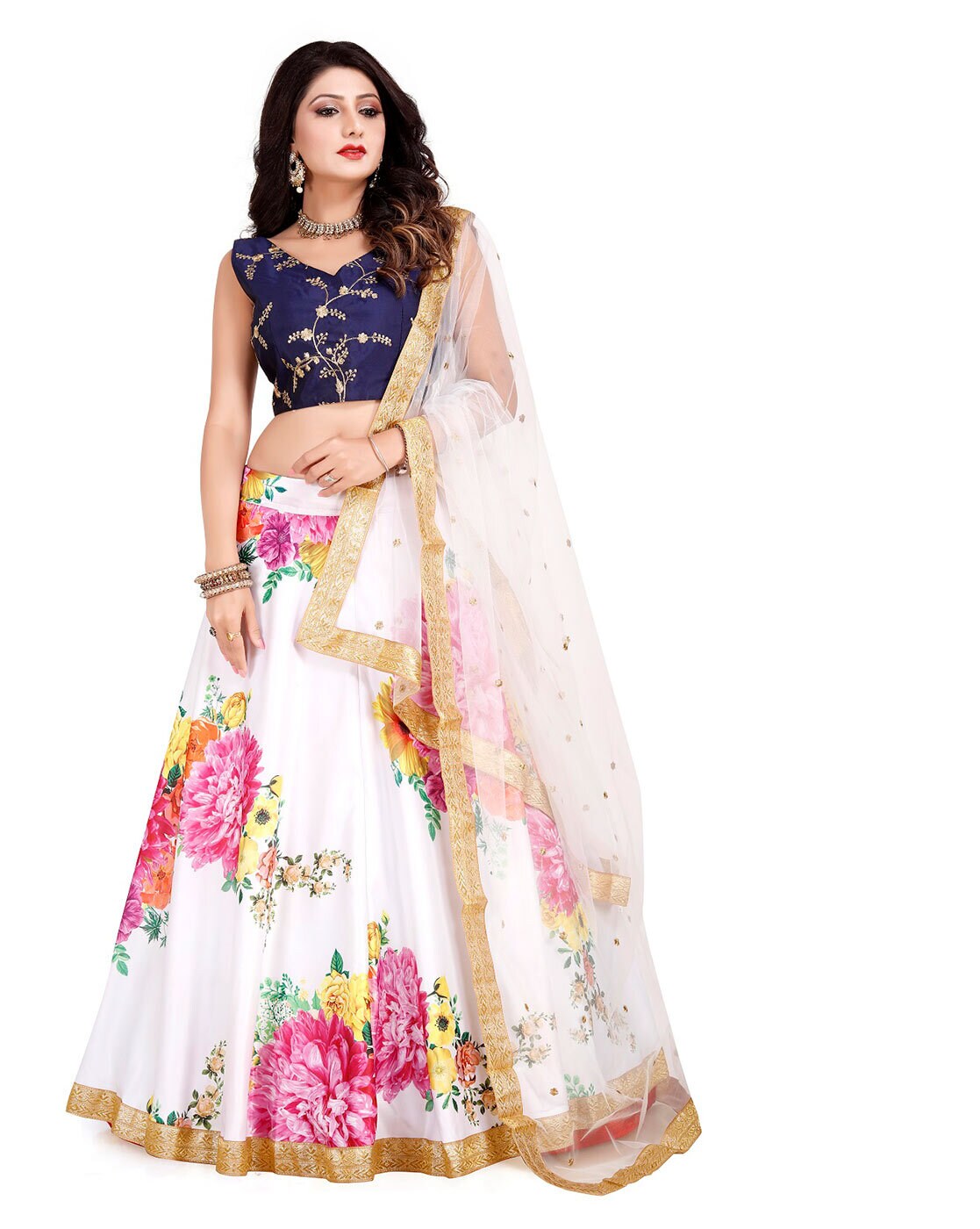 White And Black Gorgeous Printed And Ruffle Lehenga at Rs 1900 | Mumbai|  ID: 26137637062