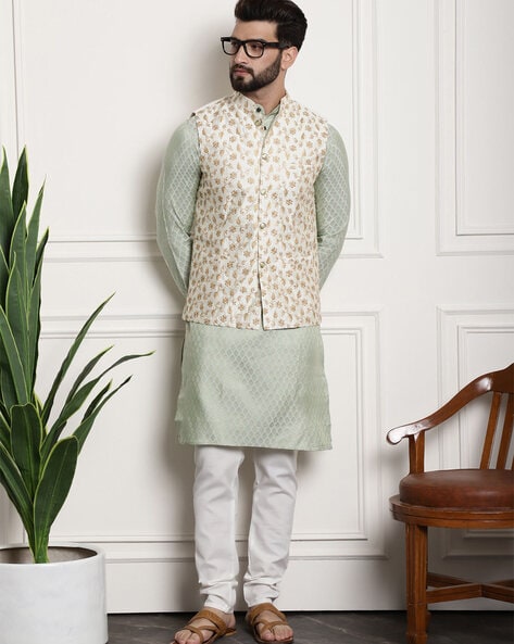 Kurta waistcoat and deals pyjama set