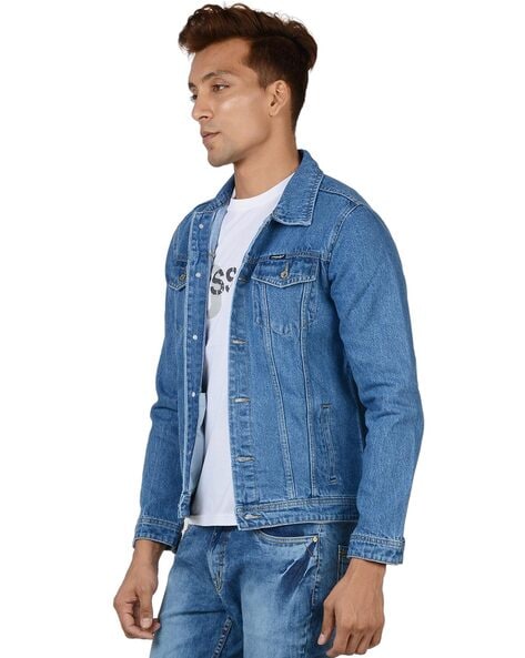 Amazon.com: Jean Jacket For Men - Classic Trucker Style Slim Fit Casual  Outerwear Button Down Cowboy Cut - Men's Denim Jacket : Clothing, Shoes &  Jewelry