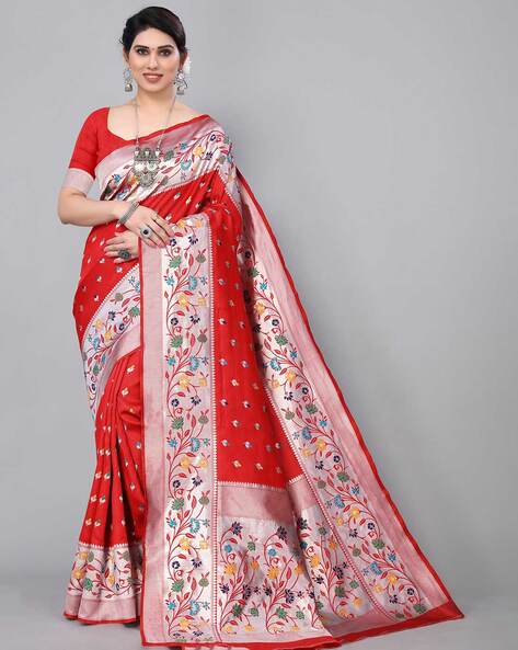 Buy Mesmerizing Pink Woven Paithani Silk Classic Saree - Zeel Clothing