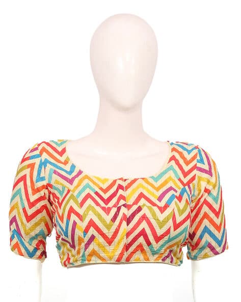 Chevron Print Front-Open Blouse