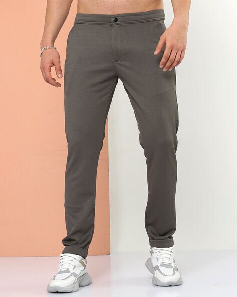 Ankle Fit Dark Grey 4 Way Stretchable Formal Pants – Stagbeetle