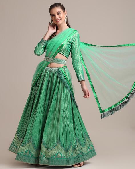Green Printed Lehenga Set Design by Rashika Sharma at Pernia's Pop Up Shop  2024