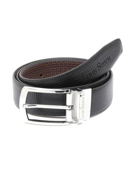 LOUIS STITCH Men Textured Leather Reversible Formal Belt