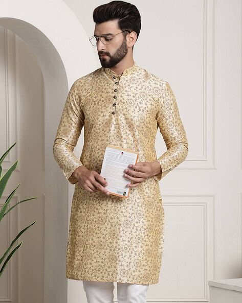 Sojanya Printed Mandarin-Collar Kurta