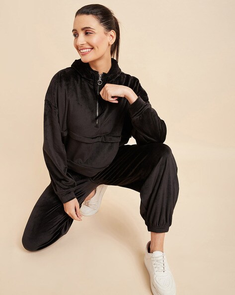 Black jogger sets online womens