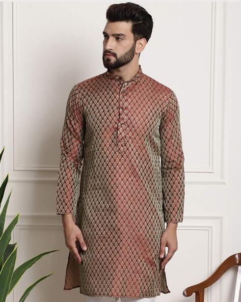 Sojanya Printed Mandarin-Collar Kurta