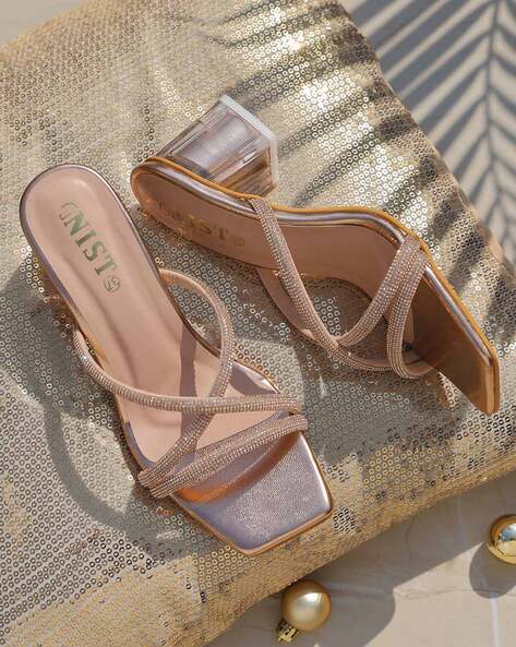 Rose gold strap online heels