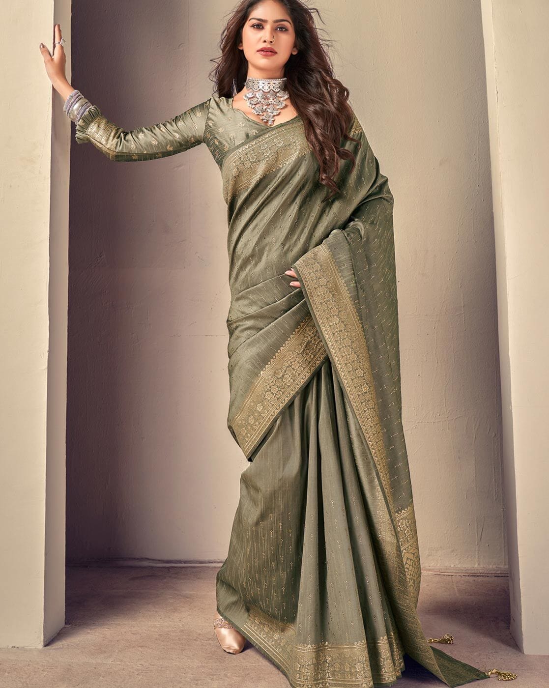 Buy Grey Sarees for Women by Saree mall Online