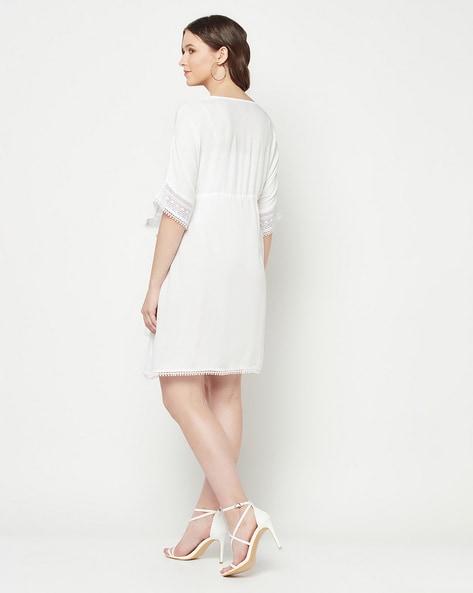 Kaftan Dress with Lace Trim