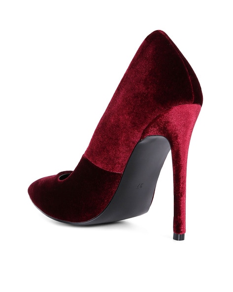 Burgundy closed fashion toe heels