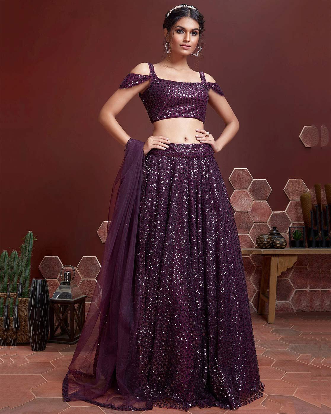 Blue & Silver-Toned Embellished Sequinned Semi-Stitched Lehenga &  Unstitched Blouse With Dupatta