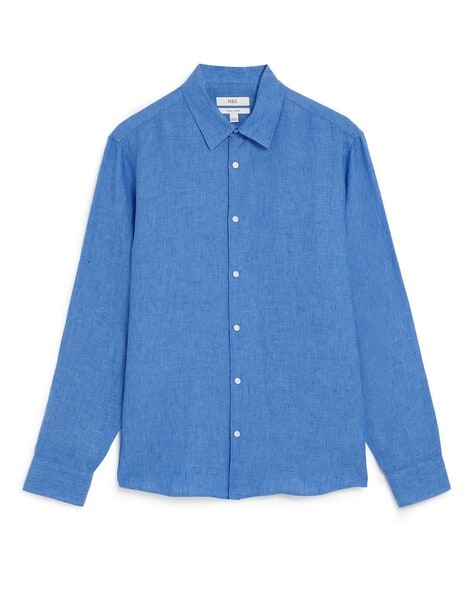 Pure Linen Shirt - Cobalt Blue