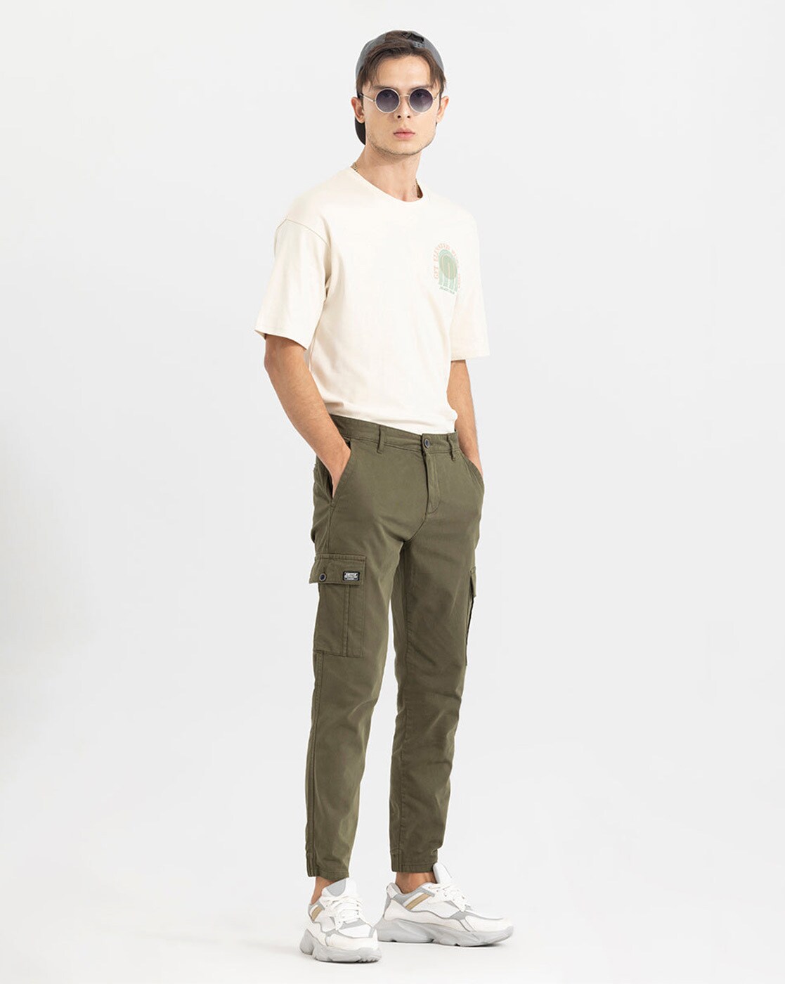 Men Baggy Fit Flat-Front Cargo Pants