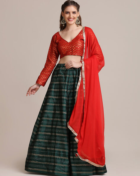 Latest red and green lehenga choli for indian bridal | Designer lehenga  choli, Designer bridal lehenga choli, Wedding lehenga designs