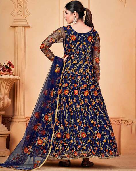 Buy Ladies4zone Women's Braso Net Piech Anarkali Dress Material (Red) on  Amazon | PaisaWapas.com