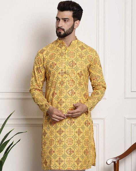 Sojanya Printed Mandarin-Collar Kurta