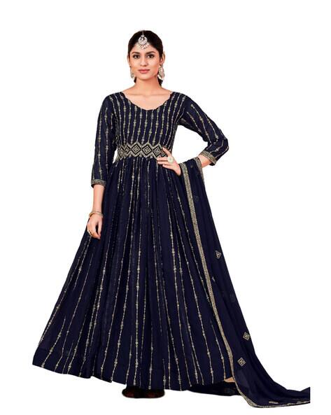 Anarkali Dress Dress Ajio Online Shopping Buy Navy Blue Dress