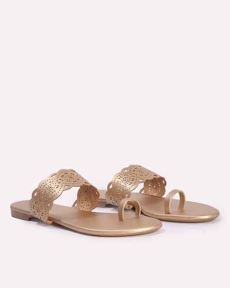 Gold rhinestone flat discount sandals