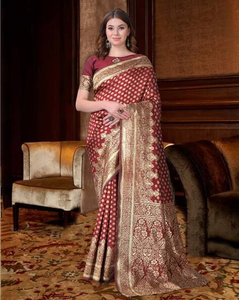 Buy Maroon Sarees for Women by Ritiwaj Online | Ajio.com